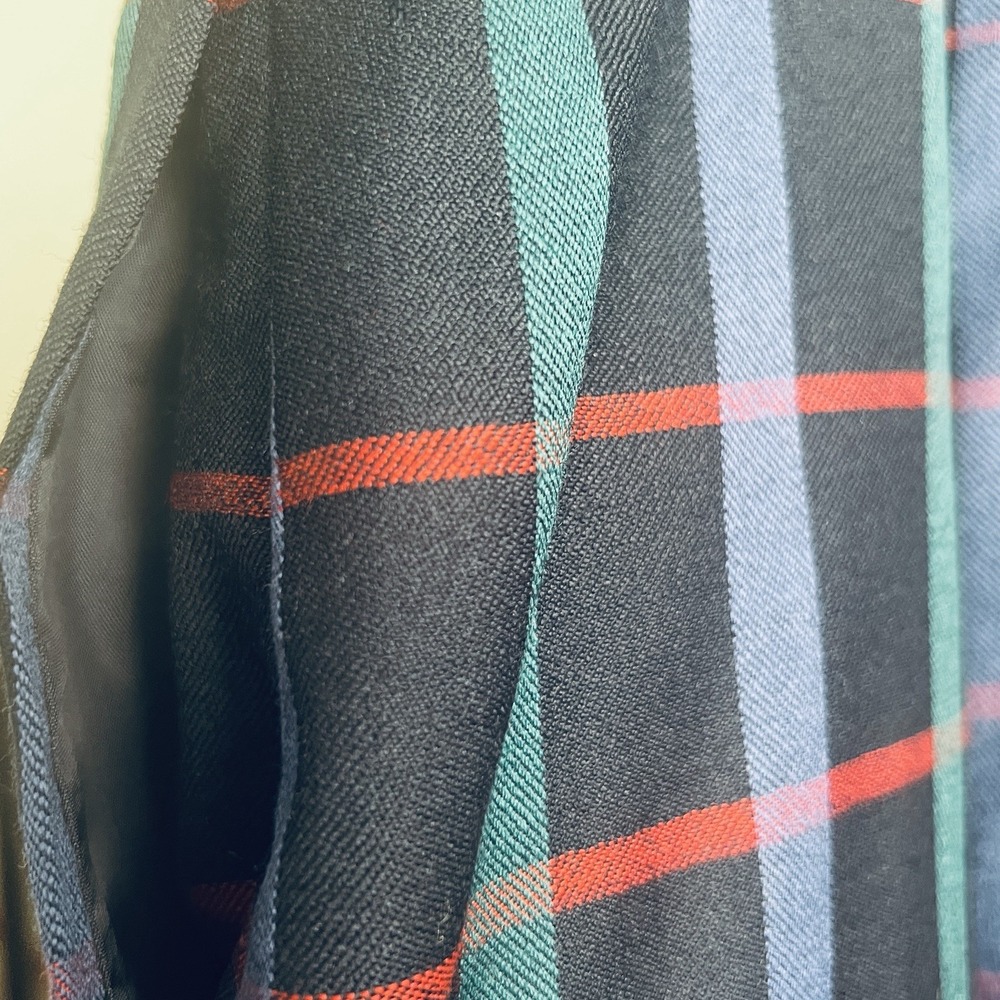 Geiger Of Austria VTG Plaid Pleated Skirt Blue SZ 40 Maxi Pockets Holiday Preppy - Picture 5 of 11